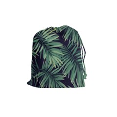 Green Palm Leaves Drawstring Pouch (medium) by goljakoff