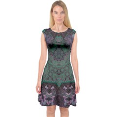 Mandala Corset Capsleeve Midi Dress by MRNStudios