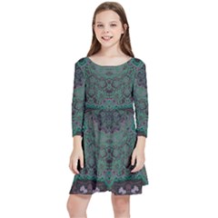 Mandala Corset Kids  Quarter Sleeve Skater Dress by MRNStudios