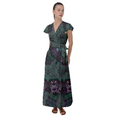 Mandala Corset Flutter Sleeve Maxi Dress by MRNStudios