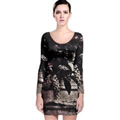 Dark Spring Long Sleeve Velvet Bodycon Dress by MRNStudios