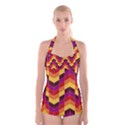Geometric  Boyleg Halter Swimsuit  View1