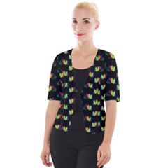 Digital Flowers Cropped Button Cardigan by Sparkle