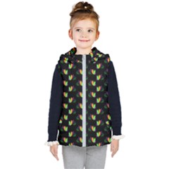Digital Flowers Kids  Hooded Puffer Vest by Sparkle