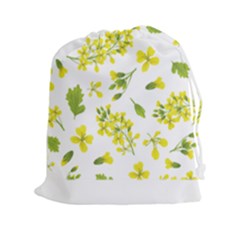 Yellow Flowers Drawstring Pouch (2xl) by designsbymallika
