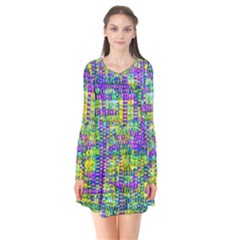 Mosaic Tapestry Long Sleeve V-neck Flare Dress by essentialimage