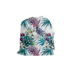 Tropical Flowers Pattern Drawstring Pouch (medium) by goljakoff