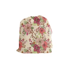 Vintage Garden Flowers Drawstring Pouch (medium) by goljakoff