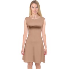 Antique Brass Brown & Black -  Capsleeve Midi Dress by FashionLane