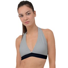 Silver Cloud Grey & Black - Halter Plunge Bikini Top by FashionLane