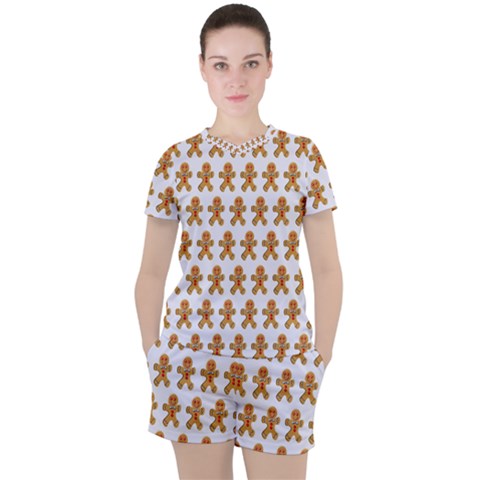 Gingerbread Men Women s Tee And Shorts Set by Mariart