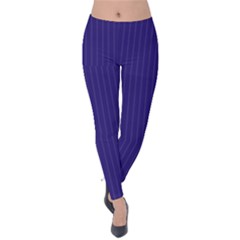Berry Blue & White - Velvet Leggings by FashionLane