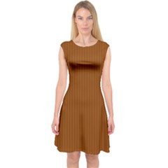Rusty Orange & White - Capsleeve Midi Dress by FashionLane