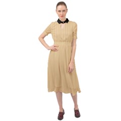 Soybean Orange & Black - Keyhole Neckline Chiffon Dress by FashionLane
