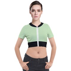 Tea Green & Black - Short Sleeve Cropped Jacket by FashionLane