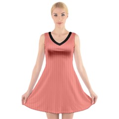 Tea Rose Red & Black - V-neck Sleeveless Dress by FashionLane