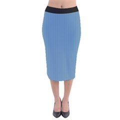 Air Force Blue & Black - Velvet Midi Pencil Skirt by FashionLane