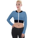 Air Force Blue & Black - Long Sleeve Cropped Velvet Jacket View1