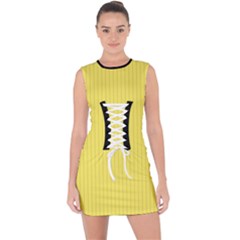 Maize Yellow & Black - Lace Up Front Bodycon Dress by FashionLane