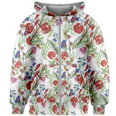Flowers Pattern Kids  Zipper Hoodie Without Drawstring by goljakoff