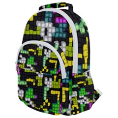 Drawn Squares                                                  Rounded Multi Pocket Backpack by LalyLauraFLM