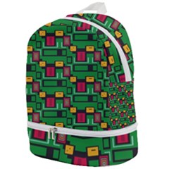 Rectangles On A Green Background                                                    Zip Bottom Backpack by LalyLauraFLM