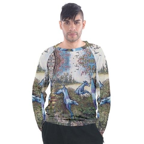 Blue Hunters Of The Morning Star - By Larenard Men s Long Sleeve Raglan Tee by LaRenard