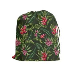 Tropical Flowers Drawstring Pouch (xl) by goljakoff
