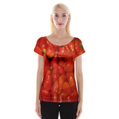 Colorful Strawberries At Market Display 1 Cap Sleeve Top by dflcprintsclothing