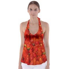 Colorful Strawberries At Market Display 1 Babydoll Tankini Top by dflcprintsclothing