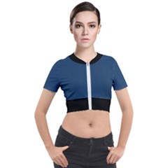 Aegean Blue - Short Sleeve Cropped Jacket by FashionLane