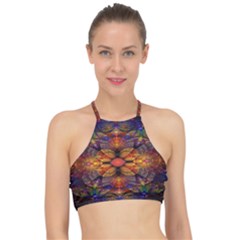 Fractal Flower Racer Front Bikini Top by Sparkle
