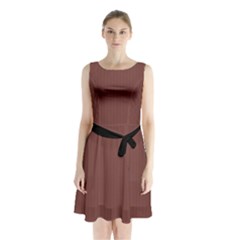 Bole Brown - Sleeveless Waist Tie Chiffon Dress by FashionLane
