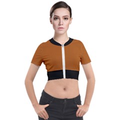 Bronze Orange - Short Sleeve Cropped Jacket by FashionLane