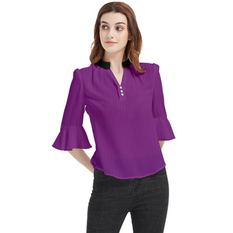 Dark Orchid - Loose Horn Sleeve Chiffon Blouse by FashionLane