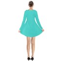 Turquoise - Long Sleeve Velvet V-neck Dress View2