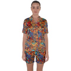 Mandala Pattern 5 Satin Short Sleeve Pyjamas Set by designsbymallika