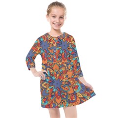 Mandala Pattern 5 Kids  Quarter Sleeve Shirt Dress by designsbymallika