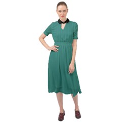 Celadon Green - Keyhole Neckline Chiffon Dress by FashionLane