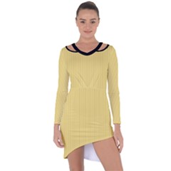 Jasmine Yellow - Asymmetric Cut-out Shift Dress by FashionLane