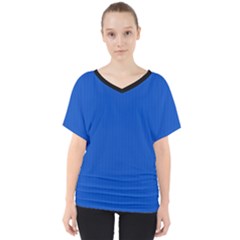 Absolute Zero Blue - V-neck Dolman Drape Top by FashionLane
