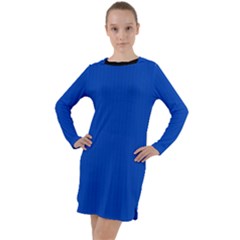 Absolute Zero Blue - Long Sleeve Hoodie Dress by FashionLane