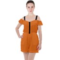 Carrot Orange - Ruffle Cut Out Chiffon Playsuit View1