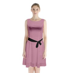 Cashmere Rose - Sleeveless Waist Tie Chiffon Dress by FashionLane