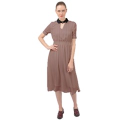 Burnished Brown - Keyhole Neckline Chiffon Dress by FashionLane