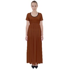 Burnt Orange - High Waist Short Sleeve Maxi Dress by FashionLane