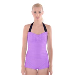 Bright Lilac - Boyleg Halter Swimsuit  by FashionLane