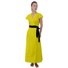 Aureolin - Flutter Sleeve Maxi Dress by FashionLane
