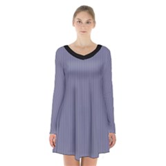 Flint Grey - Long Sleeve Velvet V-neck Dress by FashionLane