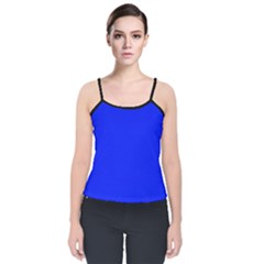 Just Blue - Velvet Spaghetti Strap Top by FashionLane